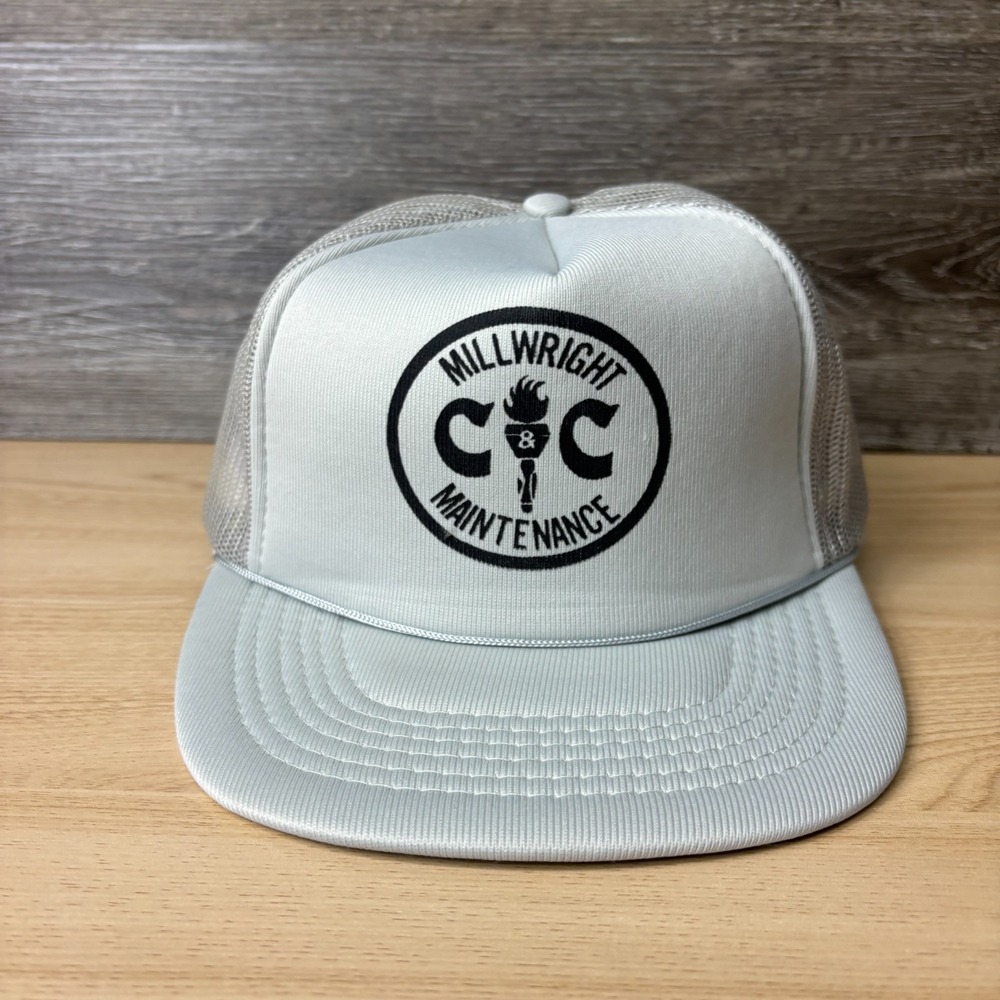 Vintage C & C Millwright Hat Cap Snap Back Gray Trucker Adjustable